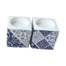 El Yapımı Dekoratif Mumluk Seti , Dekopaj Tekniği Kullanılmış Mumluk Seti 2'li. Nocolor-4d1006e2