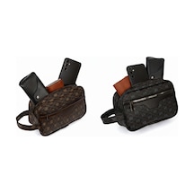 Newish Polo Erkek Desenli Siyah Ve Kahverengi Portföy-clutch Traş/makyaj Ve El Çantası Günlük, Seyahat 2 Adet Çok Renkli