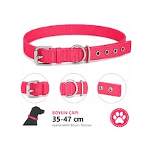 Köpek Boyun Tasması 35-47 Cm Dokuma Naylon Metal Tokalı D Halkalı Ayarlanabilir - Kırmızı Çok Renkli