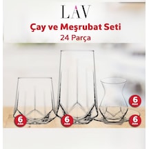 Lav Çay Ve Su Meşrubat Bardağı Seti Takımı - 24 Parça