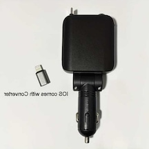 Fastbuy Dream011 Siyah Yıldızlı Atmosfer Işıklı Geri Çekilebilir Şarj Cihazı Type C Kablo, Ios Uyumlu Adaptör, Iphone Uyumlu