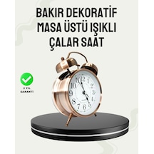Nostaljik Büyük Boy Metal Masa Saati Bronz Kaplama Ve Yüksek Sesli Alarm Çok Renkli