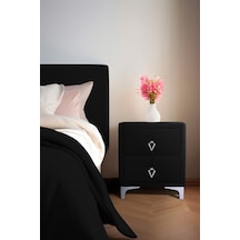 Harmony Silver İki Çekmeceli Komodin- Yatak Odası Kumaş Döşemeli 2 Kapaklı Komodin Modeli Siyah