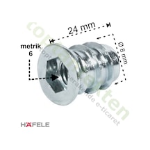 Hafele Dübel Çelik Galvaniz Havşa Başlı M6X24Mm