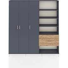 Arges Dolap 16 Raflı 2 Çekmeceli 3 Kapaklı 220x30x243 Antrasit-antrasit/çam Antrasıt/atlas Çam