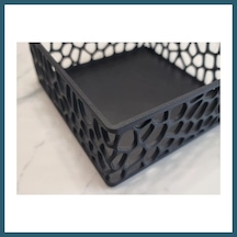 Bezos 3d Baskı Organik Desenli Peçetelik Kokteyl Peçete Tutucu 12,5x12,5 Cm Delikli Peçete Standı - Siyah Ob