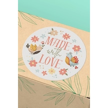 Made With Love Kuşlu Çiçekli Sticker 3x3cm St2287 Çok Renkli