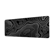 Siyah Beyaz Yoğun Topografik Harita 40x90 Cm Oyuncu Mousepad Kaymaz Taban Büyük Boy Mousepad