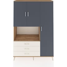 Hyperion Dolap 7 Raflı 3 Çekmeceli 3 Kapaklı 132x44x195 Çam-antrasit/aytaşı Antrasıt/aytası