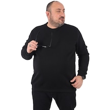 Mocgrande Büyük Beden Sweatshirt V design 22742 SIYAH
