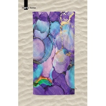 Marte Home Purple Marble Plaj Havlusu Mor