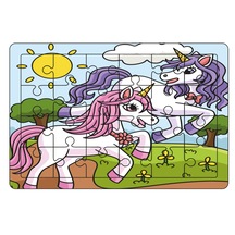 Unicorn 2 li  İlk Puzzlem Çocuklar İçin Eğitici-Öğretici Ahşap Oyuncak 24 Parça
