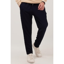 Tudors Erkek Regular Fit Beli Lastikli Bağcıklı Jogger Lacivert Pantolon Rahat Kesim Yan Cepli-36902 Lacivert