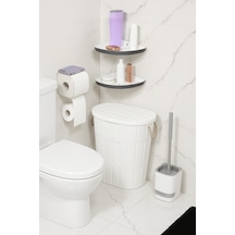 Setra 4 Lü Banyo Seti Tuvalet Fırçası + Tuvalet Kağıtlığı + Sepet + Yapışkanlı Raf Beyaz - 710697364 Beyaz