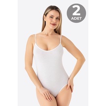 Arma Yıldız Kadın Beyaz İp Askılı Çıtçıtlı Atlet Body Zıbın Pamuklu Likralı 2'li Paket beyaz