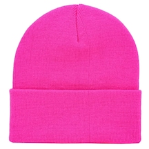 Pembe Düz Basic Katlamalı Bere Pembe