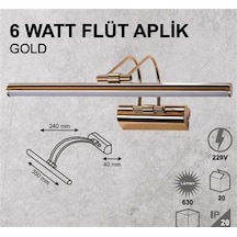 6w Flüt Aplik - Gold Kasa - Günışığı Gün Işığı