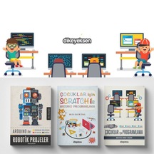 Çocuklar için Scratch ve Kodlama Eğitim Seti 3 Kitap Mustafa