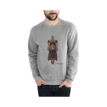 Hyperion Baskılı Gri Erkek Örme Sweatshirt