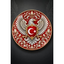 Dekoratif Duvar Tabağı Al Bayrak Zarafeti Dekorlu Seramik Tabak Metalik