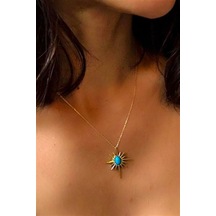 Altın Firuze Taşlı Güneş Kolye 80173135