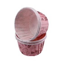 Cupcake Kalıbı Büyük Boy 62x40Mm Desenli 50 Adet Pembe Mutfak