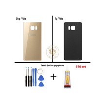 Samsung Galaxy S6 Edge Plus Gold Uyumlu Arka Kapak + Yapıştırıcı Ve Vida Seti Arka Cam Pil Kapağı Batarya Kapağı Lazer Kesim