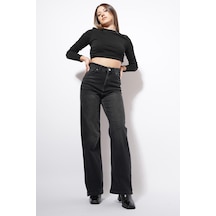 Ckm Moda Selpi Likralı Dökümlü Palazzo Pantolon Füme