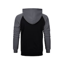 Motosiklet Siluet Gri Renk Reglan Kol Kapşonlu Sweatshirt Gri