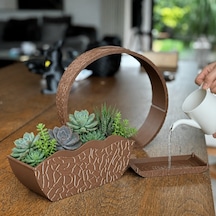 Bezos 3d Baskı Self-watering Planter - Kendi Kendini Sulayan Saksı-kahverengi Hb006