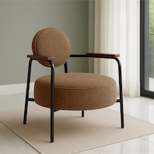 Azra Mobilya Venüs Metal Ayaklı Modern Berjer Koltuk - Soft Kumaşlı, Renk Seçenekli, 60x60 Cm - Vizon Bej