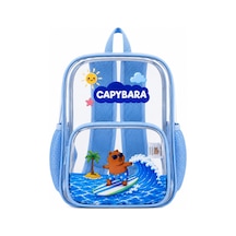 Capybara Lisanslı Şeffaf Çocuk Çantası - Hafif Ve Dayanıklı Şeffaf Sırt MAvi