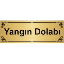 Yangın Dolabı 7x20cm Altın Renk Metal Yönlendirme Levhası