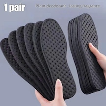 Siyah 1 Çift Bitki Tabanlık Ayakkabı Bambu Kömür Antibakteriyel Deodorant Koşu Spor Astarı Ayak Şok Emici Ayakkabı Tabanı Eu40-250mm