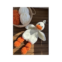 El Örgüsü Amigurumi Ördek Uyku Arkadaşı Krem