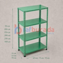 4 Katlı Renkli Dekoratif Çelik Raf - Çiçeklik Rafı, Ofis Rafı 0,70 Mm Kırmızı-31x60 Cm-100 Cm