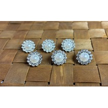 Taşlı Düğme 24 Boy 15,2mm Gümüş - 10 Adet 1202