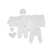 Civil Baby Çiçek Baskılı 8 Li Zıbın Setleri - Yeşil Mint