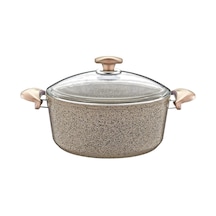 3110 - 2 Parça - Biogranit - 34x13,5 Cm 11,0 Litre - Derin Tencere, Sütlü Kahve Gövde Ve Detay Sütlü Kahve