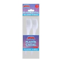 Plastik Çatal Seti - 10'lu Paket - Beyaz Renk - Kullan At Çatal Renkli