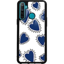 Oppo Realme C3 - 5i Mavi Kalp Tasarımlı Glossy Telefon Kılıfı Çok Renkli