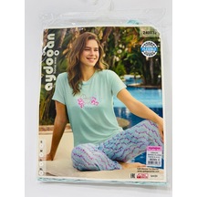Aydoğan Viskon Bayan Pijama Takımı-240032 Açık Mint Yeşili