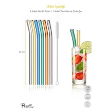 Perotti Straw 6'lı Renkli Cam Eğimli Isıya Dayanıklı Pipet