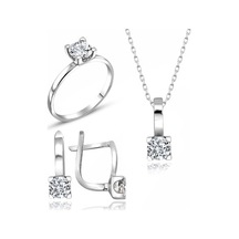 Sertifikalı Swarovski Tektaş Taşlı 925 Gümüş Set Takım