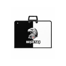 Beşiktaş Lisanslı Parçalı Kartal Baskılı Proje Çantası - Askılı Fermuarlı Resim Çantası 35x50 cm