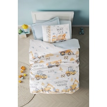 Cotton Box Junior Tek Kişilik Lastikli Çarşaflı Nevresim Takımı Buildo Mavi Mavi