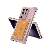 Samsung Galaxy S21 Ultra Uyumlu Kılıf Extra Köşe Korumalı Kartlıklı Cüzdanlı Silikon Kapak Füme