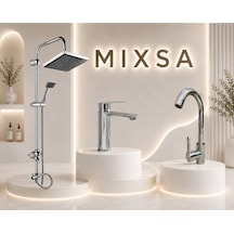 Lüx Premium Duş Seti Krom 360 Döner Borulu Mutfak Bataryası Krom Lavabo Bataryası 3'lü Set Özel Seri