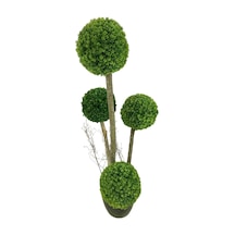 Cihan Çiçekçilik 4'lü Çamdalı Şimşir Top 170 Cm Yapay Ağaç 30x30 Metal Saksı Yeşil