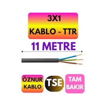 Öznur 3x1 Ttr Kablo Siyah Metre Seçenekli - 11 Metre